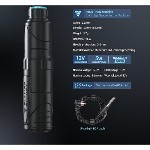 Tattoo Premium Rotary Tattoo Pen RCA Connection Cartridge Needles Machine Professional Coreless Motor Permanent Makeup Pen EM138