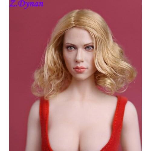 1:6 Scale Black Widow Scarlett Johansson Head Sculpt Golden Hair Lady Female Head Model For 12 Inch Action Figure