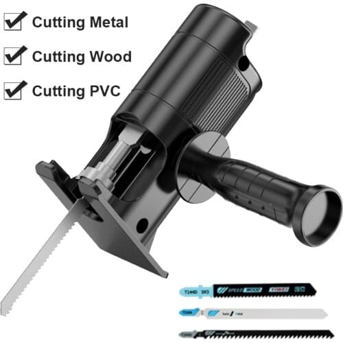 Multifunctional Reciprocating Saw Conversion Head Metal Cutting Wood Cutting Tool Drill Attachment With 3 Blades Power Tool