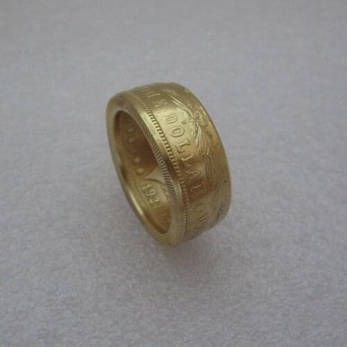 Morgan Dollar Coin Ring 'eagle' Gold Plated Handmade In Sizes 9-16