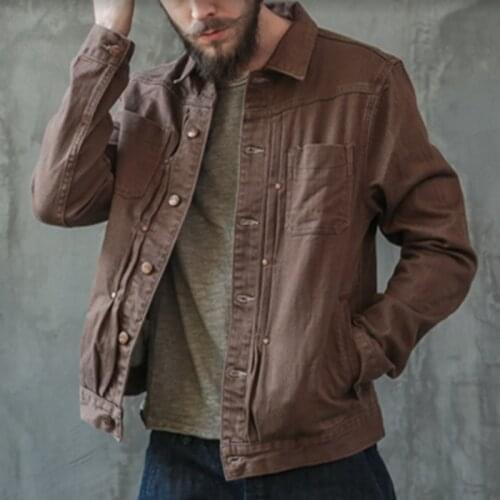 European And American Fashion Denim Jackets For Men Classic Streetwear Autumn Vintage Lapel Fit Long Sleeve Coats Male Clothes