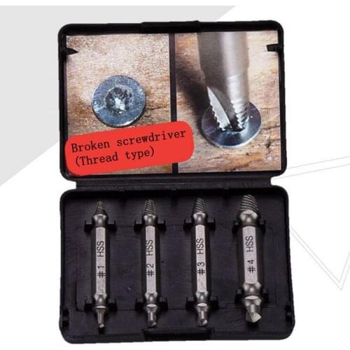 4Pcs Screw Extractor Drill Bits Guide Set Broken Damaged Bolt Remover Double Ended Damaged Screw Extractor 1# 2# 3# 4