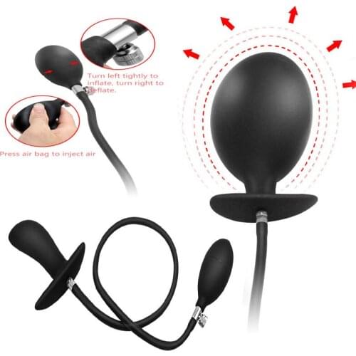 Inflatable Anal Plug Built-in Steel Ball Butt Plug Or Mouth Gag Oral Fixation Dildo Anal Dilator Prostate Massage Adult Sex Toy