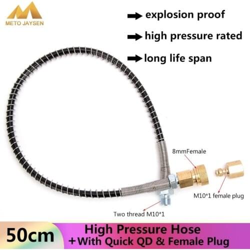50CM M10x1 Nylon Hose High Pressure Hose with Thickened Quick Disconnect and Copper Female Plug for Air Refilling 300Bar 4500Psi