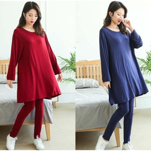 Leisure wear Plus Size 3XL Modal Pajamas Autumn 2PCS Casual Pyjamas Sets Women Casual Sleepwear Loose Home Sexy Lingerie