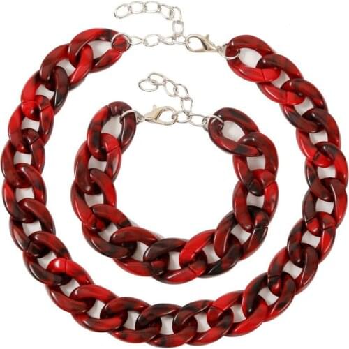 New Style Resin Necklace Jewelry Fashion Hip Hop Necklace Set Large Chunky Chain Lady Exaggeration Jewelry Party Gift