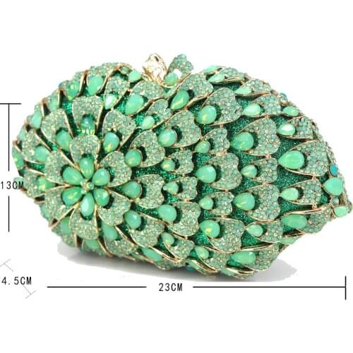 Luxury green crystal evening bag Clutch purse party purses Diamond clutch bag wedding bride Banquet handbag crossbody bags lady