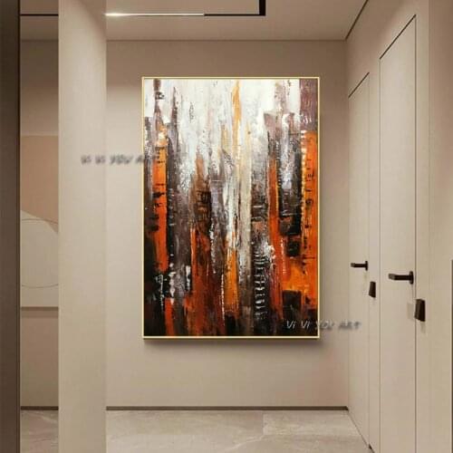 Hand Painted Red Black White Abstract Oil Painting Minimalist Modern On Canvas Wall Art Decorative For Living Room No Frame