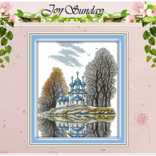 Blue Castle Patterns Counted Cross Stitch 11CT 14CT Cross Stitch Set Wholesale Scenery Cross-stitch Kits Embroidery Needlework