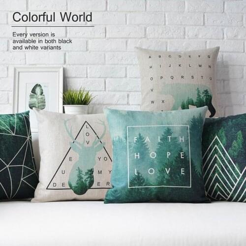 Nordic forest Green Geometric Deer Pillow cover Cushion Cover Home Decorative Throw Pillow Case Home Decor for Plaid Sofa
