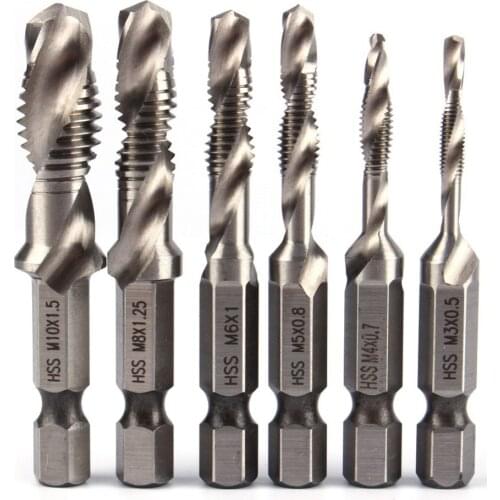 M3-M10 Screw Tap Drill Bits HSS Metric Thread Taps Drill Bit High Speed Steel Quick Change Hex Shank M3 M4 M5 M6 M8 M10