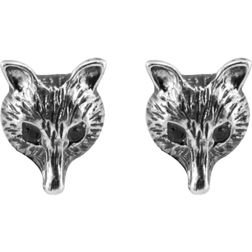 Vintage Cute Fox Stud Earrings for Men Women Punk Styke Silver Color Animal Earrings Fashion Party Bohemian Earrings Jewelry