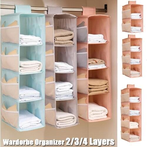 2/3/4 Layers Wardrobe Organzier Clothes Underwear Storage Bag Oxford Storage Bag Interlayer Clothes Hangers Holder Organizer