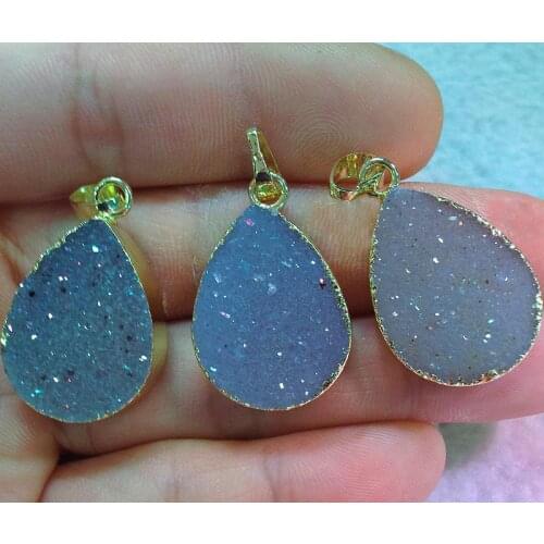 YA2360 Natural Druzy Drop Shape Pendant Free shipping