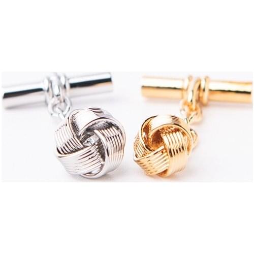 Unique Design Chain Cufflinks Gold Silvery Knots Cuff Button For Mens French Shirt Wedding Jewelry Copper Material Business Gift