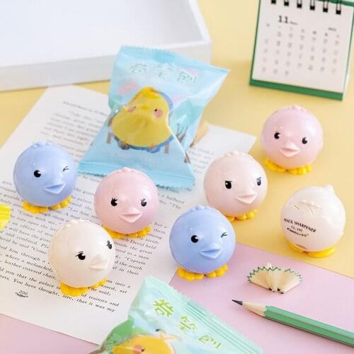 1 Pcs Cute Cartoon chick Pencil Sharpener For Pencils school office supply Student Stationery Decoration Item Random Color