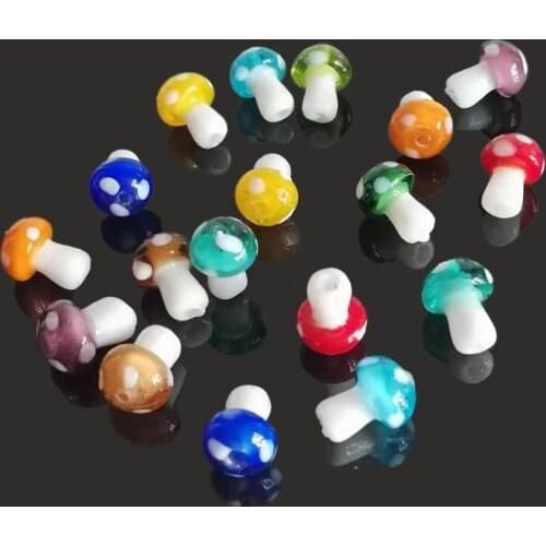 10pcs/lot Murano Lampwork Mushroom Beads Charms For Earring Necklace Jewelry Making