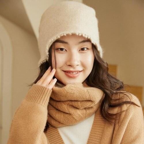 100% Goat Cashmere Women Fishermans Hat Fashion Headgears 3Colors 2021 Winter Autumn Soft Warm Accessories For Ladies