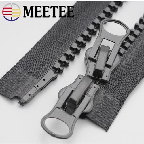 2pcs Meetee 8# Resin Zipper 60-200cm Double Sliders Down Jacket Coat Tent Awning Open End Zippers Sewing Clothing Accessories