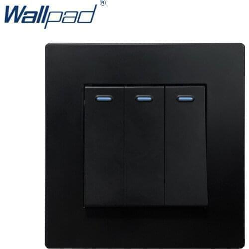 2021 New Arrival 3 Gang 2 Way Wallpad Luxury Wall Light Switch Rocker Switch 16A AC110~250V Black PC Panel