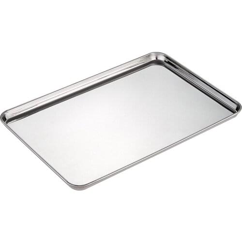 26.5*18CM Kitchen Stainless Steel Storage Tray Flat Bottom Square Plate Home Kitchen Sushi Fruit Plate Hotel Bread Dessert Tray