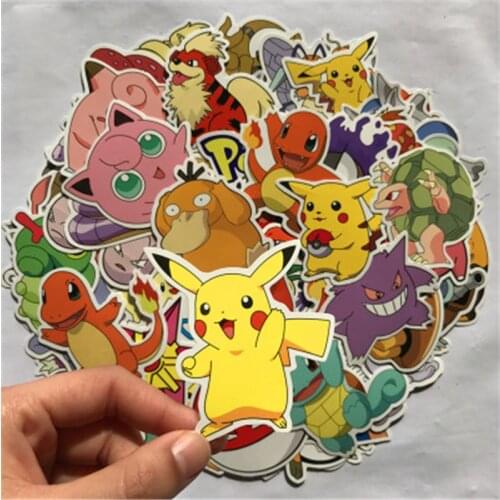 40/80pcs Cartoon Pikachu Stickers Anime Pokemon Stikers Skateboard Guitar Laptop Bicycle Car Kawaii Kids Waterproof stikers Toys