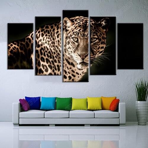5 Pieces Animals The Cool Leopard Art Canvas Pictures Nordic Modern Style Posters For Living Room Decorative painting