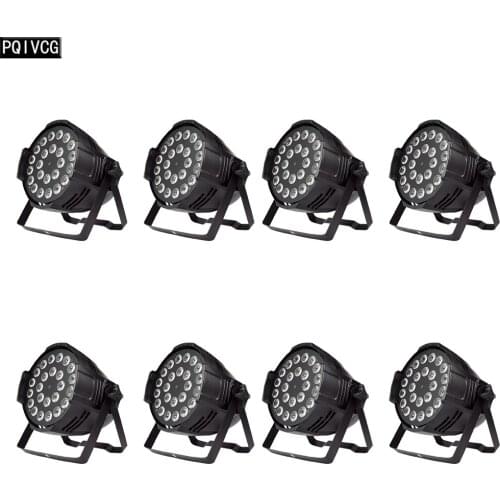 8pcs/lot 24x18w LED Par Light RGBWA+UV 6in1 led flat par lights In/Out Plug DJ light Dyeing DJ