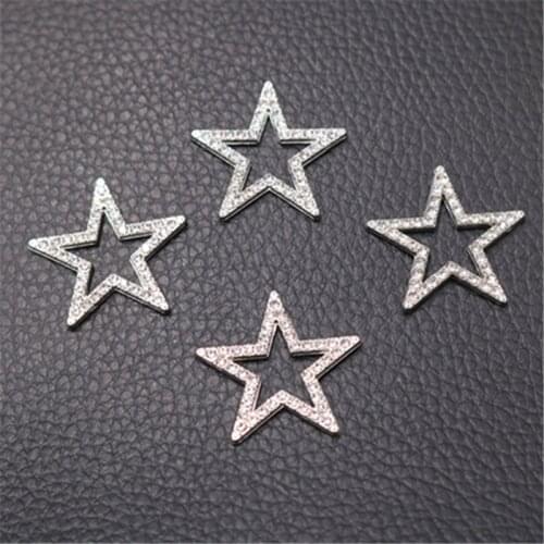 8pcs Handmade Rhinestones Hollow Five Pointed Star Pendant Popular Necklace Earrings Accessories DIY Charms Jewelry Craft Making