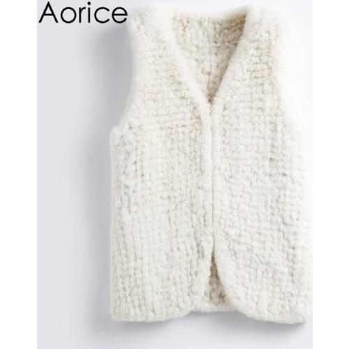 Aorice FF903 New knit faux fur coats overcoat jacket women casual solid color imitate rabbit fur jacket winter fashion warm coat