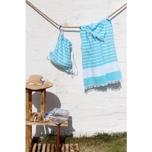 Baveno Home 100% Cotton Unisex Peshtemal-Beach Shoulder Bag Set