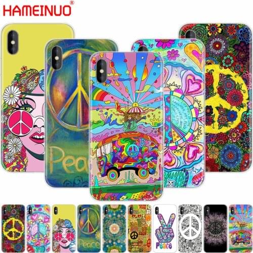 HAMEINUO Hippie Psychedelic Art Peace cell phone Cover case for iphone X 8 7 6 4 4s 5 5s SE 5c 6s plus