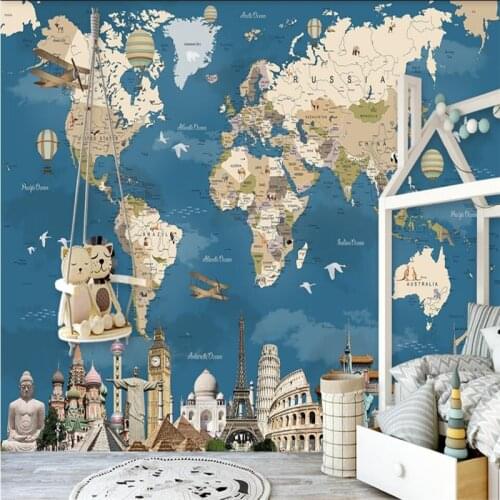 Diantu custom wallpaper 3d mural nostalgia world map TV background wall living room large muralsilk cloth material wallpaper