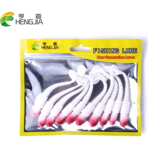 For lake Fishing 10pcs 85mm 3.3g Silicone Bait Fishing Lure Red Head T Tail Swimbait Worm Soft Lure