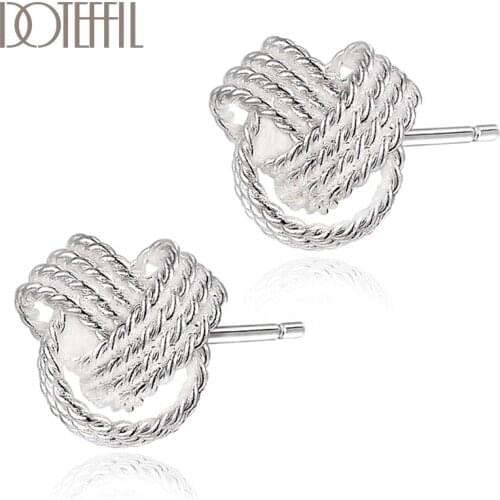 DOTEFFIL New Trendy Earrings 100% Real 925 Silver Elegant Soft Winding Stud Earrings for Women