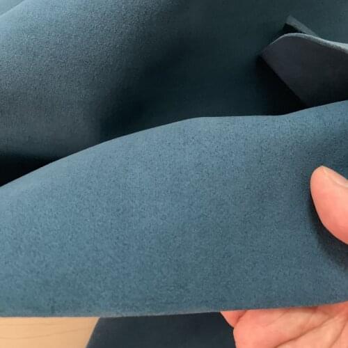 Favorable blue-green 1.4mm thickness Super fiber microfiber double face suede fabric material