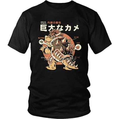 Trendy Men Japanese Harajuku Bowserzilla T Shirt Short Sleeve Video Game Monster T-Shirt Anime Manga Kaiju Tee Boyfriends Gift