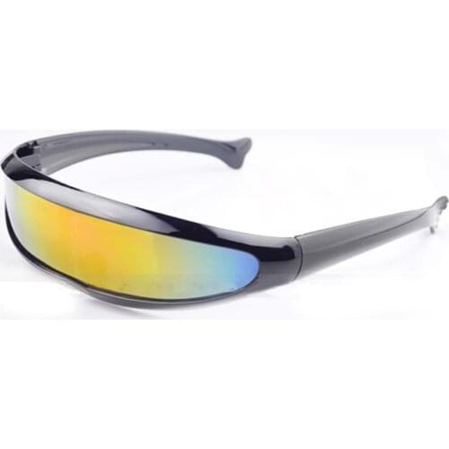 Futuristic Narrow Cyclops Visor Sunglasses Laser Eyeglasses UV400 Personality Mirrored Lens Costume Eyewear Glasses