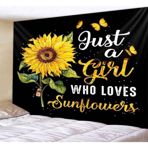 Sunflower Art Wall Tapestry Flower Yellow Flower Bohemian Mandala Art Wall Hanging Sofa Blanket Girl Dormitory Room Decoration