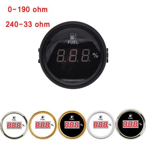 52MM Fuel Level Gauge Indicator 0-190ohm 240-33ohm Signal 9-32V Oil Level Gauge Fuel Gauge for Boat Yacht Car Meter Waterproof