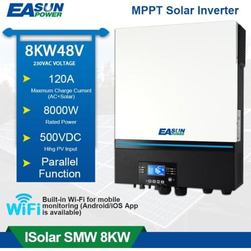 EASUN POWER Soalr Inverter 8000W 230V 48V 50hz/60hz 500vdc PV Input 80A MPPT Solar Charger Built-in WIFI Support Lithium BMS