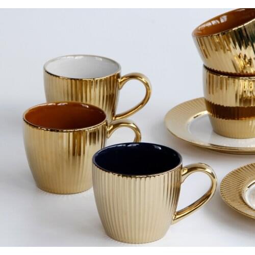 Exquisite gold ceramic cup home decoration ceramic coffee cup Nordic simple Coffee Cup Home mug milk cup afternoon cup