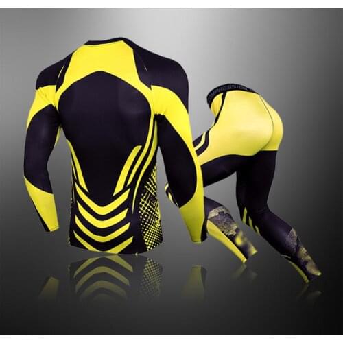 2020 winter new mens elastic band leisure quick-drying long-sleeved suit fitness sports suit long-sleeved trousers 2-piece set