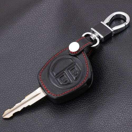 Car Leather Key Case For Suzuki SX4 Swift Grand Vitara Liana Key Cover Accessories 2 Buttons Remote Control Case