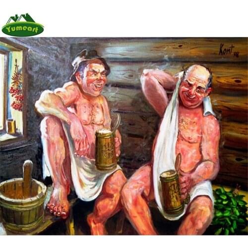 Yumeart Full Square Drill 5D DIY Diamond Painting by Number "Bathing Old Man" Diamond Embroidery Cross Stitch Home Decor Gifts