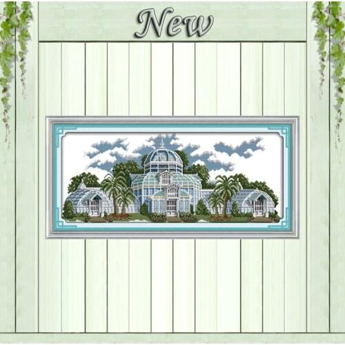 The Crystal Palace Europe style Scenery,Counted printed on canvas DMC 14CT 11CT DIY Cross Stitch Needlework kits Embroidery Sets