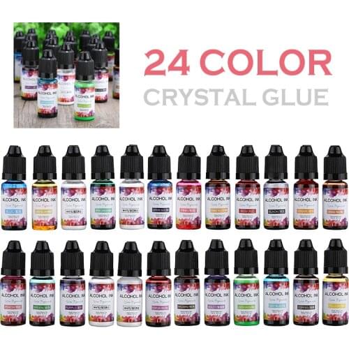 DIY Art Craft Supplies Epoxy Resin Alcohol Ink Pigment Liquid Colorant Kit 24 Colors 10 ML/bottle For Soap Making