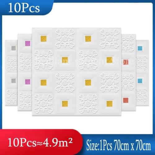 3D Stereo Wall Stickers Self-Adhesive Ceiling Decoration Sticker 10pcs Roof Panels Foam Wallpaper Living Room Bedroom House Home