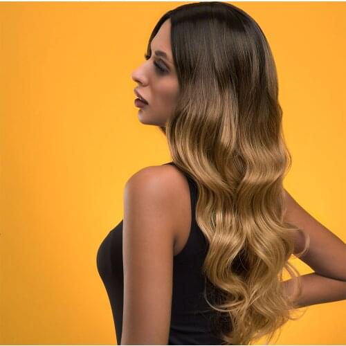 Netgo Ombre Blonde Synthetic Wig for Women, Long Curly Small Lace Wigs Heat Resistant Fiber Middle Part Hair for Daily Cosplay