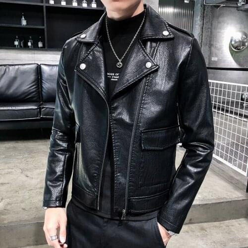 Autumn and winter new Korean style trendy leather fashion slim short leather jacket